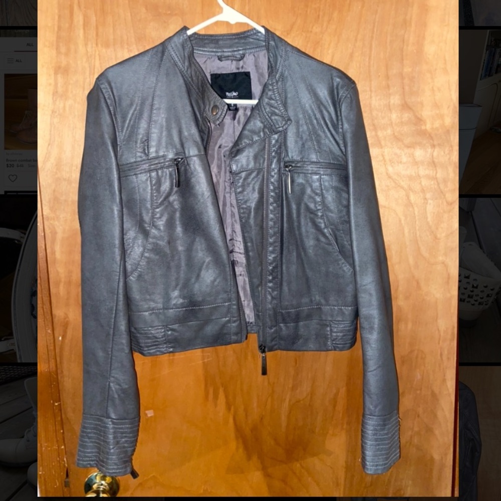 Gray leather jacket